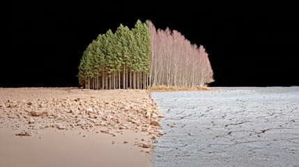 Saving the future of earth a lush forest vs. Dry landscape contrast nature painting global environment awareness
