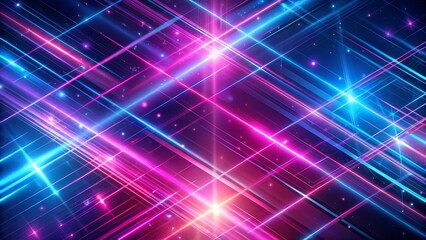 Abstract background with neon lights and glowing lines in blue and magenta