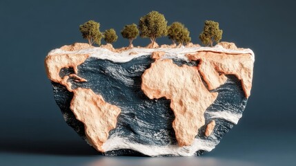 Save the future earth’s lush landscape globe representation environmental art symbolism imaginative viewpoint