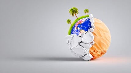 Save the earth a glimpse into our future globe illustration paradise vs. Ruin creative environment artistic viewpoint