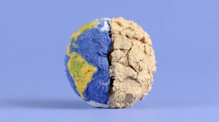 Saving the earth a symbolic globe divided by fertile farmlands and dust representing our environmental future