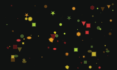 Abstract geometric shapes floating in a dark space vector illustration