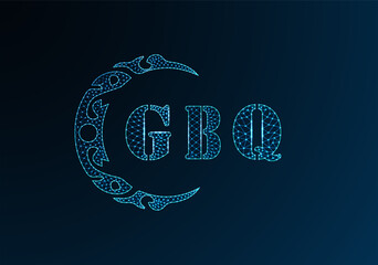 Low poly letter logo GBQ design. GBQ letter logo low poly vector design on blue color gradient background. GBQ logo low poly design