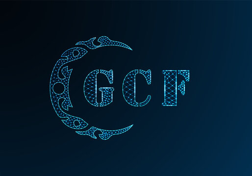 Low poly letter logo GCF design. GCF letter logo low poly vector design on blue color gradient background. GCF logo low poly design