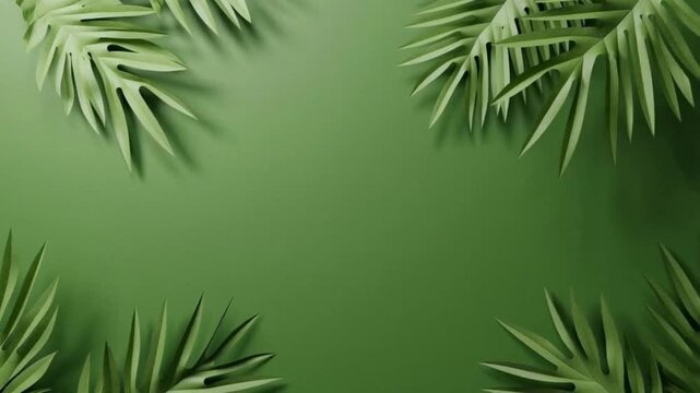 Green wallpaper with frame and copy space