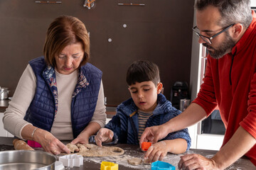 Family bonding over Christmas cookie baking at home
