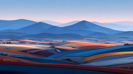 Mountain range landscape artwork