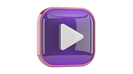Modern 3D play button icon with elegant glossy finish, perfect for video apps, websites, and social media platforms to enhance user experience
