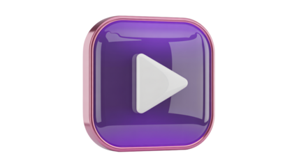 Modern 3D play button icon with elegant glossy finish, perfect for video apps, websites, and social media platforms to enhance user experience
