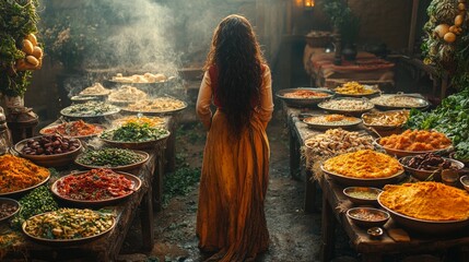 Women Gathering at a Festive Cultural Feast