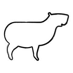 capibara icon, brush strokes, vector illustration on white background.