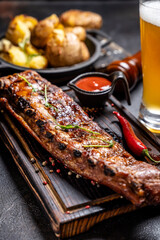 grilled pork ribs with chili pepper and beer