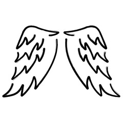 angel wings icon, brush strokes, vector illustration on white background.