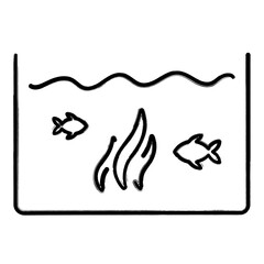aquarium icon, brush strokes, vector illustration on white background.