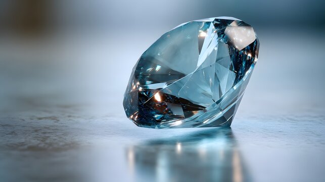 Faceted blue gemstone shines with brilliant light reflections. - Powered by Adobe