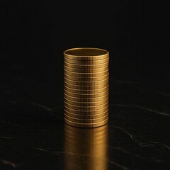 "Shiny Stack of Gold Coins Close Up"