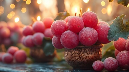 Fresh Harvest Apples and Pomegranate in Warm Natural Light