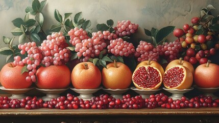 Healthy Fresh Fruit Arrangement with Red Apples and Pomegranate