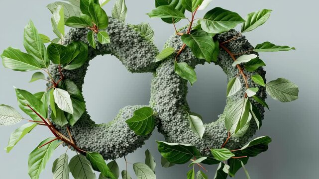 Carbon dioxide absorption concept ,Green leaf wreath with natural foliage decoration and organic style featuring carbon dioxide