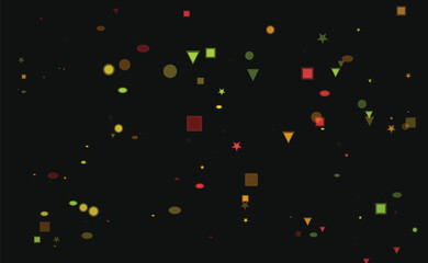 Abstract Geometric Shapes Pattern on Dark Background with Varied Colors