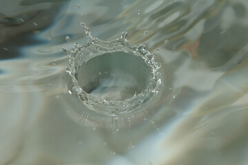 水滴が落ちた透き通った水面の様子