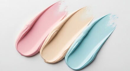 Fototapeta premium Elegant pastel color swatches create a calming modern mood for beauty concepts, skincare products, and cosmetic design inspiration, perfect for branding