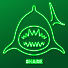 Obraz premium shark neon sign, modern glowing banner design, colorful modern design trends. Vector illustration.