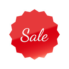 光沢のあるアイコン_Sale_Dancing Script font_浅めのギザギザ型_RED