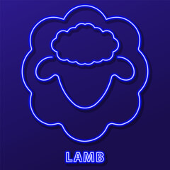 lamb neon sign, modern glowing banner design, colorful modern design trends. Vector illustration.
