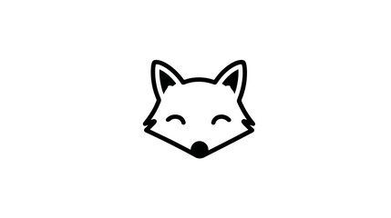 Obraz premium Simple minimalist fox head line art illustration. Cute black and white vector graphic icon of a wild animal's face.