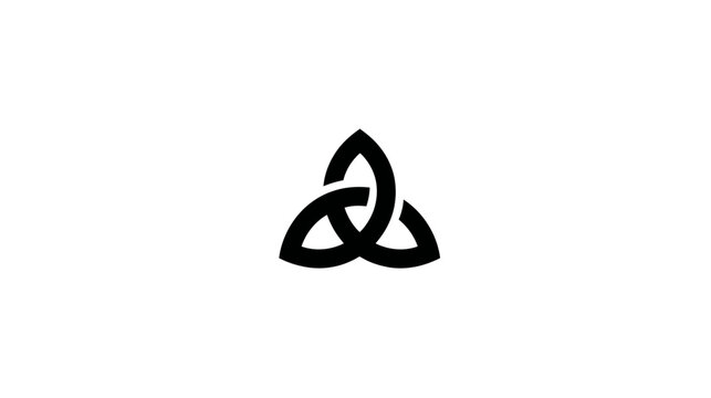Elegant black Celtic Triquetra knot symbol on a white background, representing interconnectedness, unity, and eternal spiritual design icon.