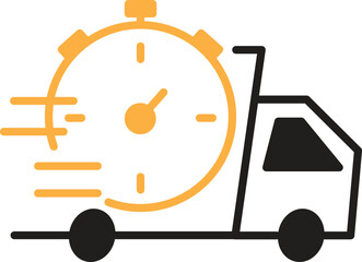 Express delivery Truck with stop watch  for service icon