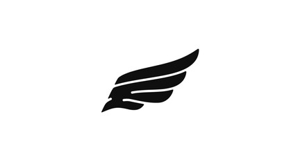 Obraz premium Modern black wing silhouette vector illustration. Graphic element symbolizing flight, freedom, speed, and aspiration on white.