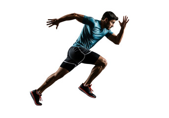 A man is in the act of running and reaching a milestone. He has a determined expression on his face, showcasing the power of human performance