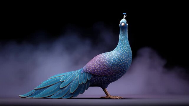 Elegant Blue Peacock Digital Artwork Comes to Life