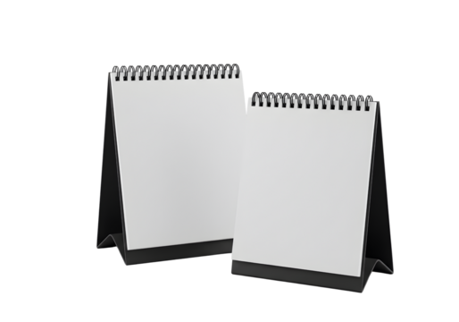 Two blank desk calendars isolated on transparent background