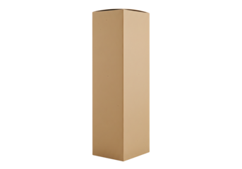 Tall cardboard box standing upright isolated on transparent background