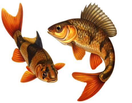 Pair of Realistic Tiger Barb Fish Illustrations – isolated on transparent background - Powered by Adobe