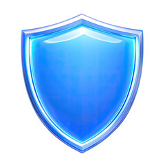 Glossy, light blue shield, subtly textured, with bright white highlights