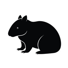 Fototapeta premium Minimalist Silhouette of Guinea Pig – Black and White Rodent Illustration for Pet, Nature, and Educational Design