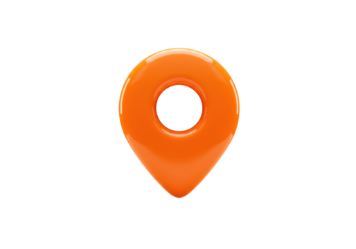 Isolated Shiny Orange Location Pin Icon Symbol for Maps and Navigation Sign Symbolizes Spot