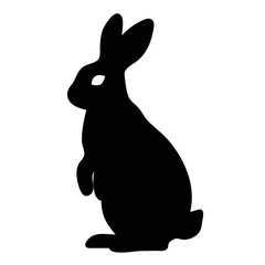 Black Rabbit Bunny Standing Silhouette Illustration