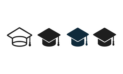  Education Ceremony Icons &mdash; Clean Graduation Cap Row, University hat vector illustration, easily editable 