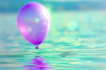Floating balloon creates serene atmosphere, reflecting colors on