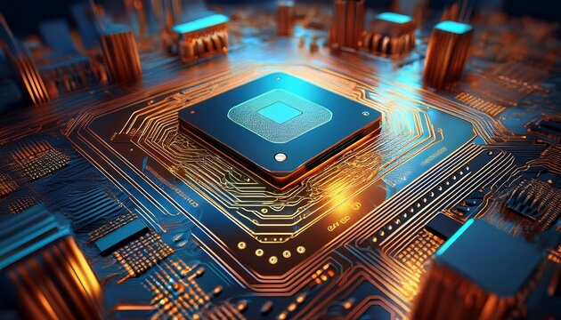 close up view of a central cpu processor with intricate electronic circuitry and connections visible