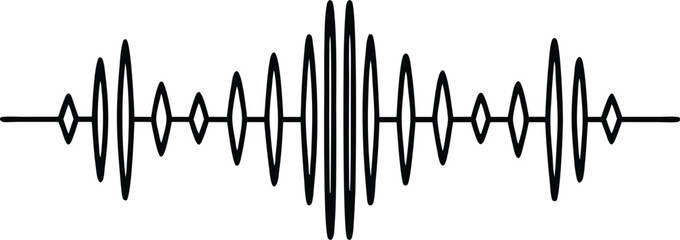 Black sound wave graphic on white background audio