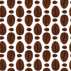 Seamless pattern with coffee beans perfect for cafe, morning, drink designs