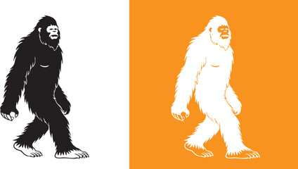 Fototapeta premium Silhouette of Bigfoot or Sasquatch Foot and Hand vector illustration