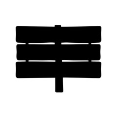 Rustic wooden camp signpost with three blank rectangular panels for directional information