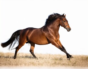running brown horse isolated on white white background